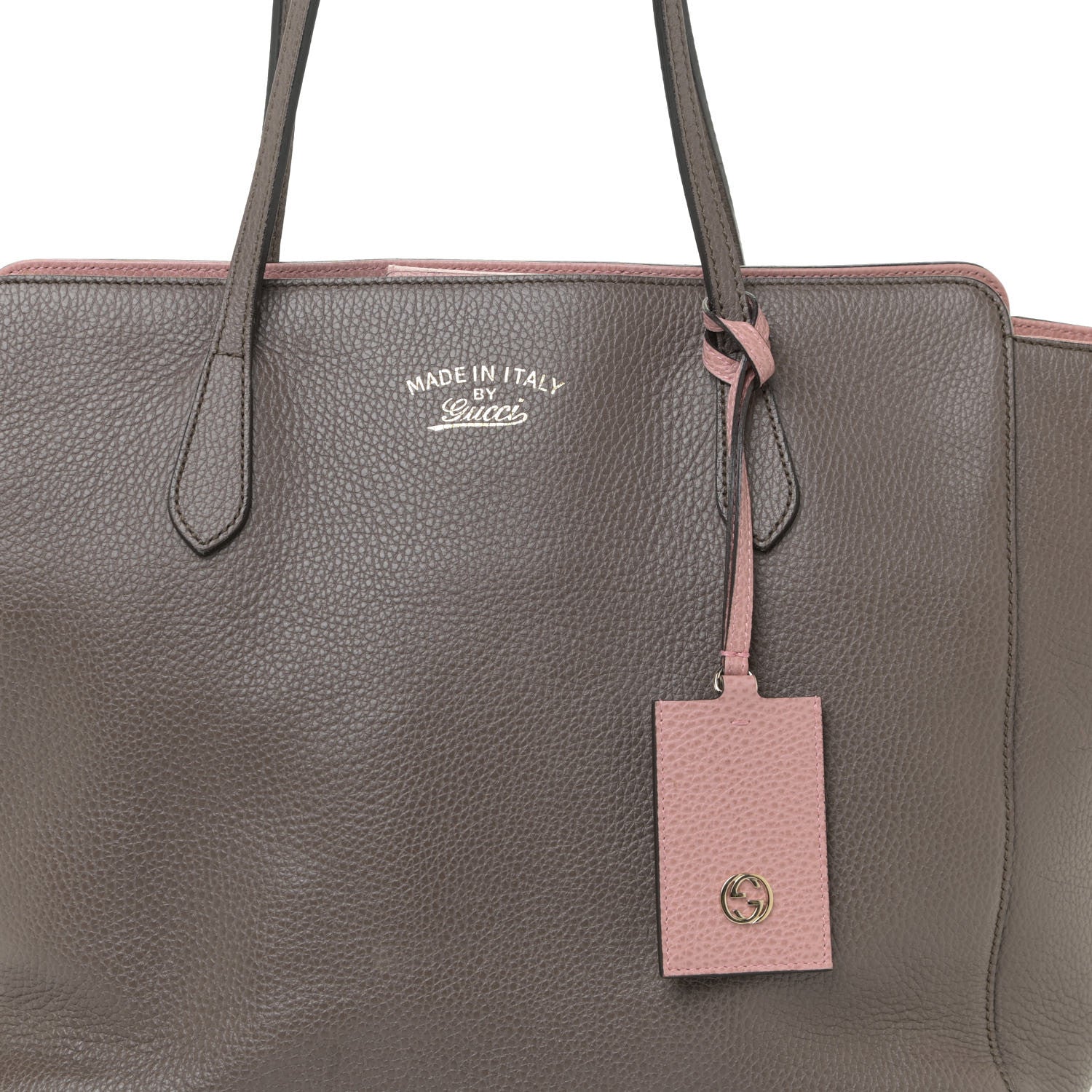 Gucci Dollar Calfskin Medium Swing Tote Grey Field Soft Pink 9 of 29