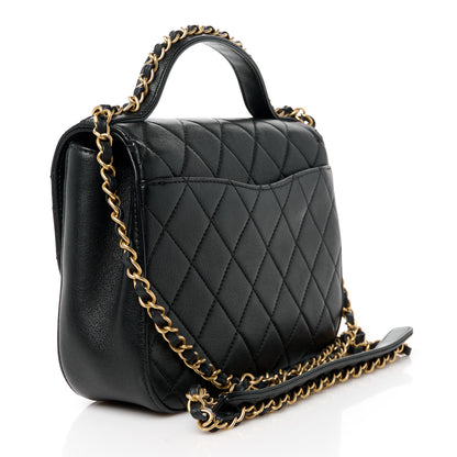 Chanel Lambskin Quilted Chain Infinity Top Handle Flap Black 3 of 10