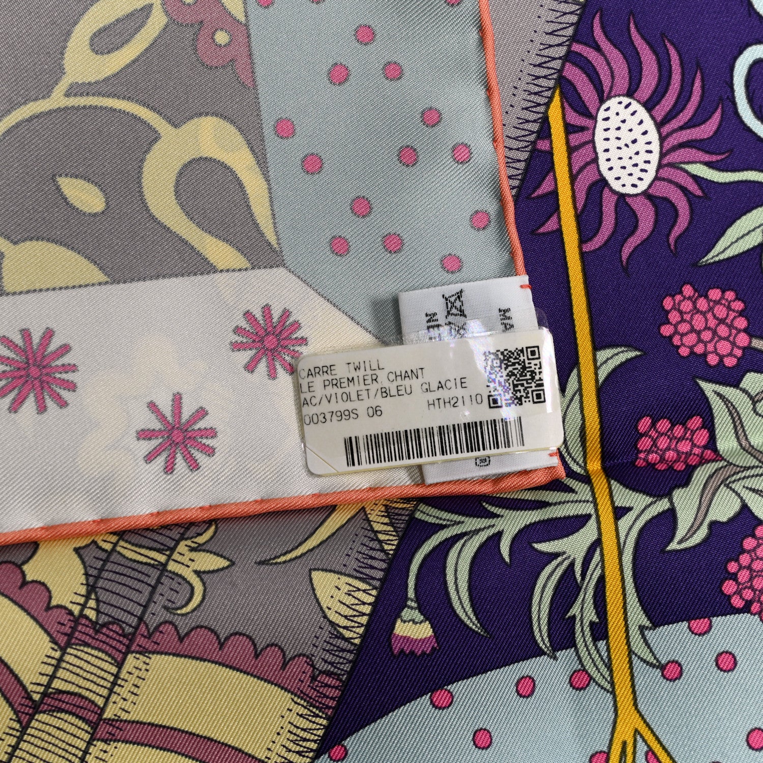 Hermes Silk Le Premier Chant Scarf 90 Violet Bleu Glacier 3 of 6
