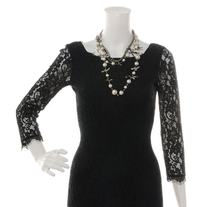 Chanel Pearl Chain And Bow Necklace Dark Silver 2 of 7