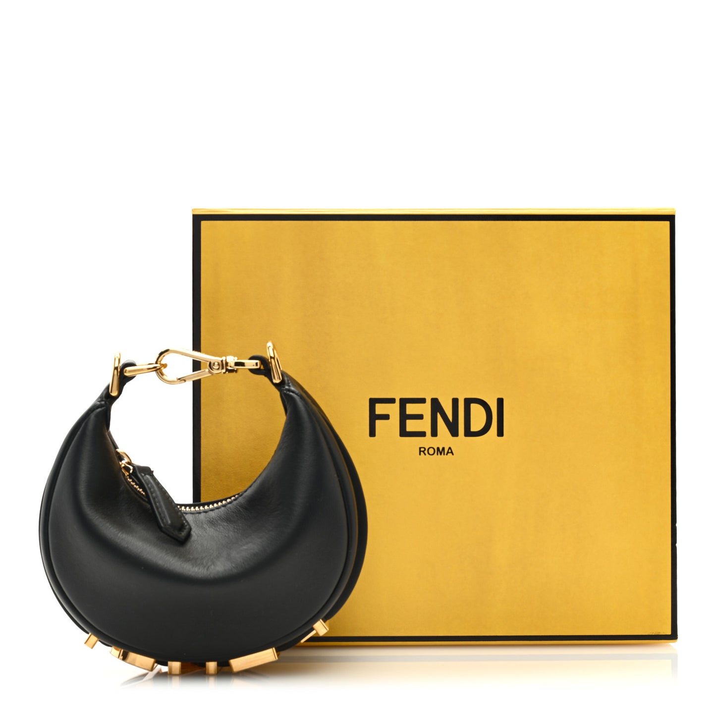 Vitello Grace Matte Nano Fendigraphy Hobo Charm Black