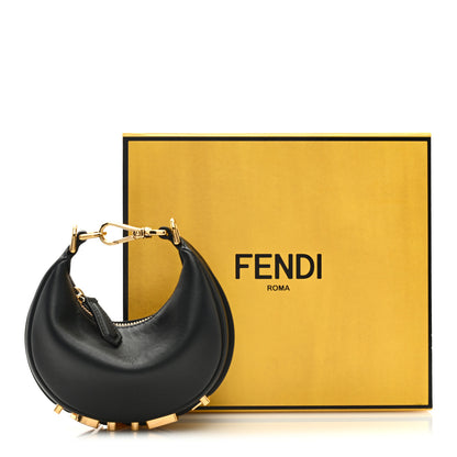 Fendi Vitello Grace Matte Nano Fendigraphy Hobo Charm Black 3 of 9