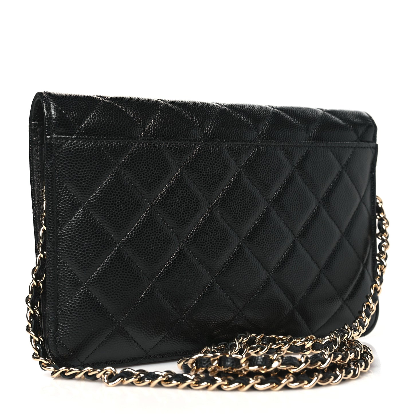 Caviar Quilted Clutch With Chain  Black