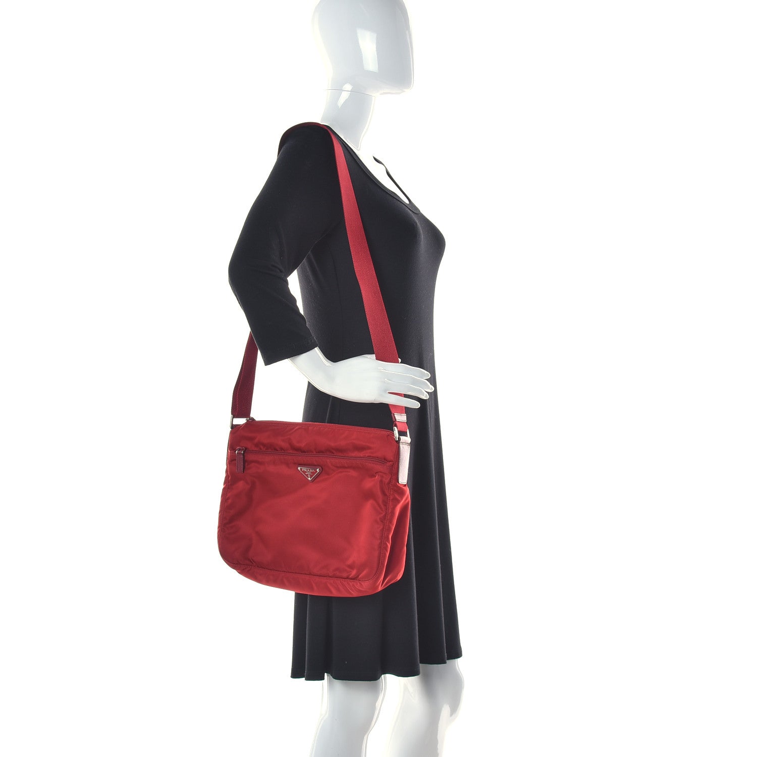 Prada Nylon Vela Messenger Bag Fuoco 2 of 8