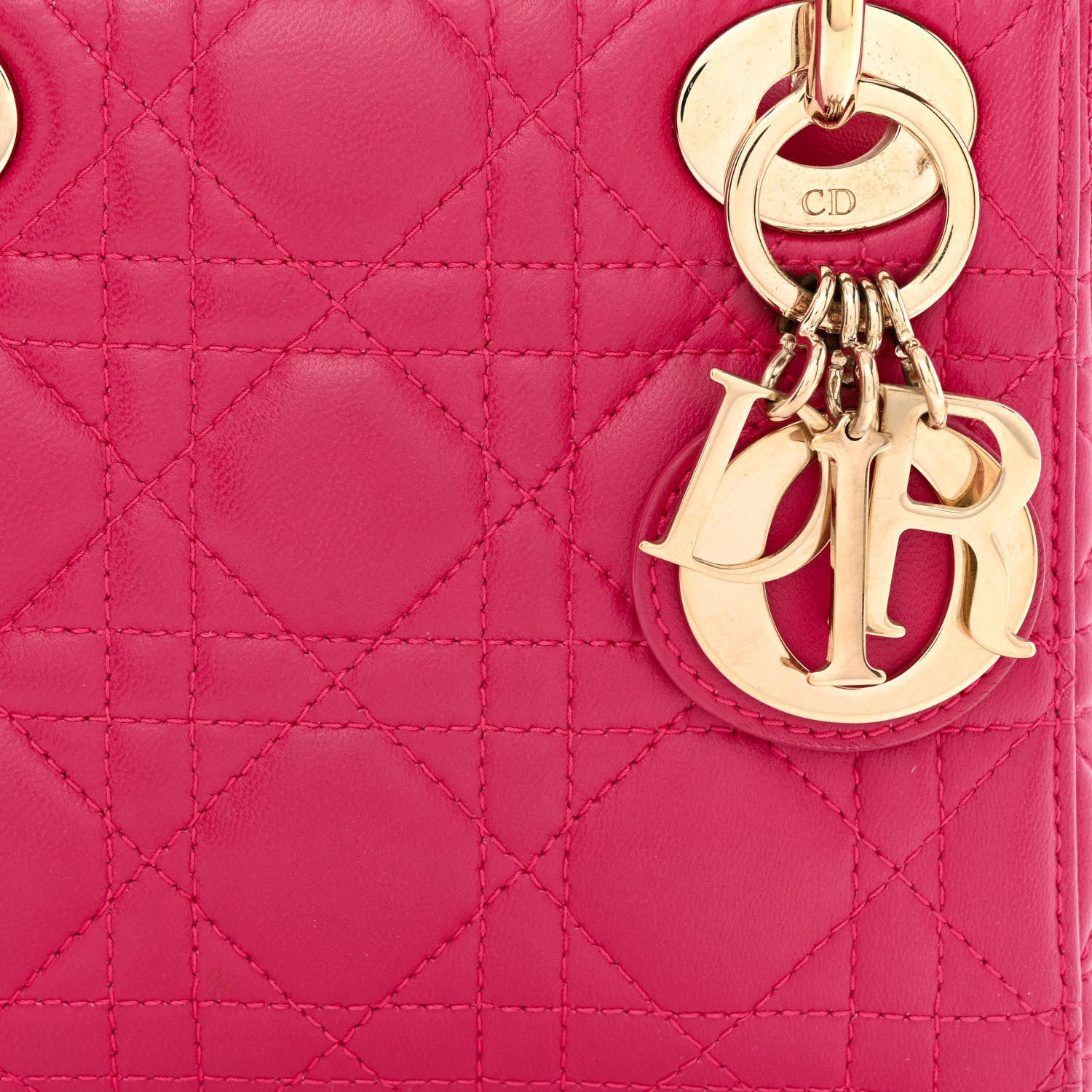 Christian Dior Lambskin Cannage Mini Lady Dior Fuchsia 8 of 15