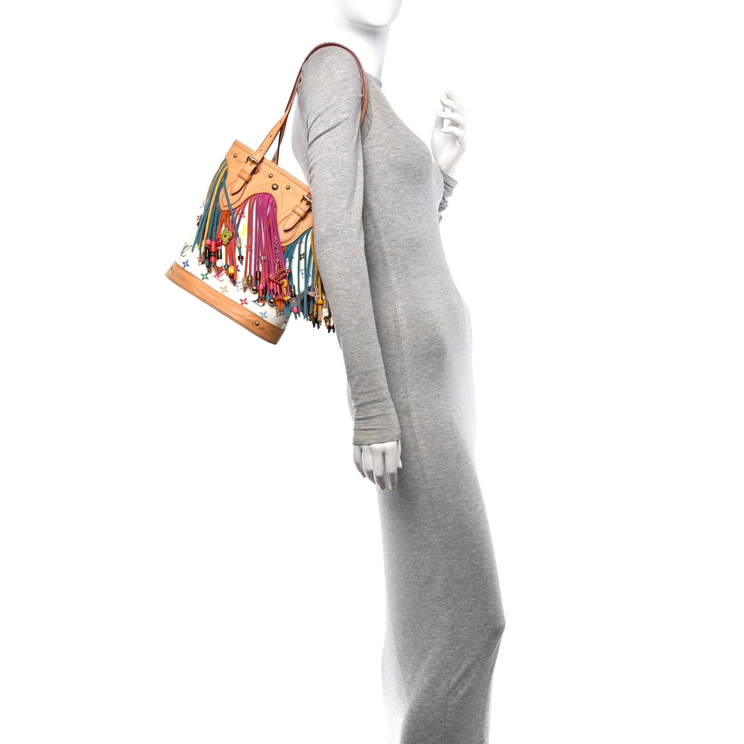 Louis Vuitton Monogram Multicolor Fringe Bucket White 2 of 12