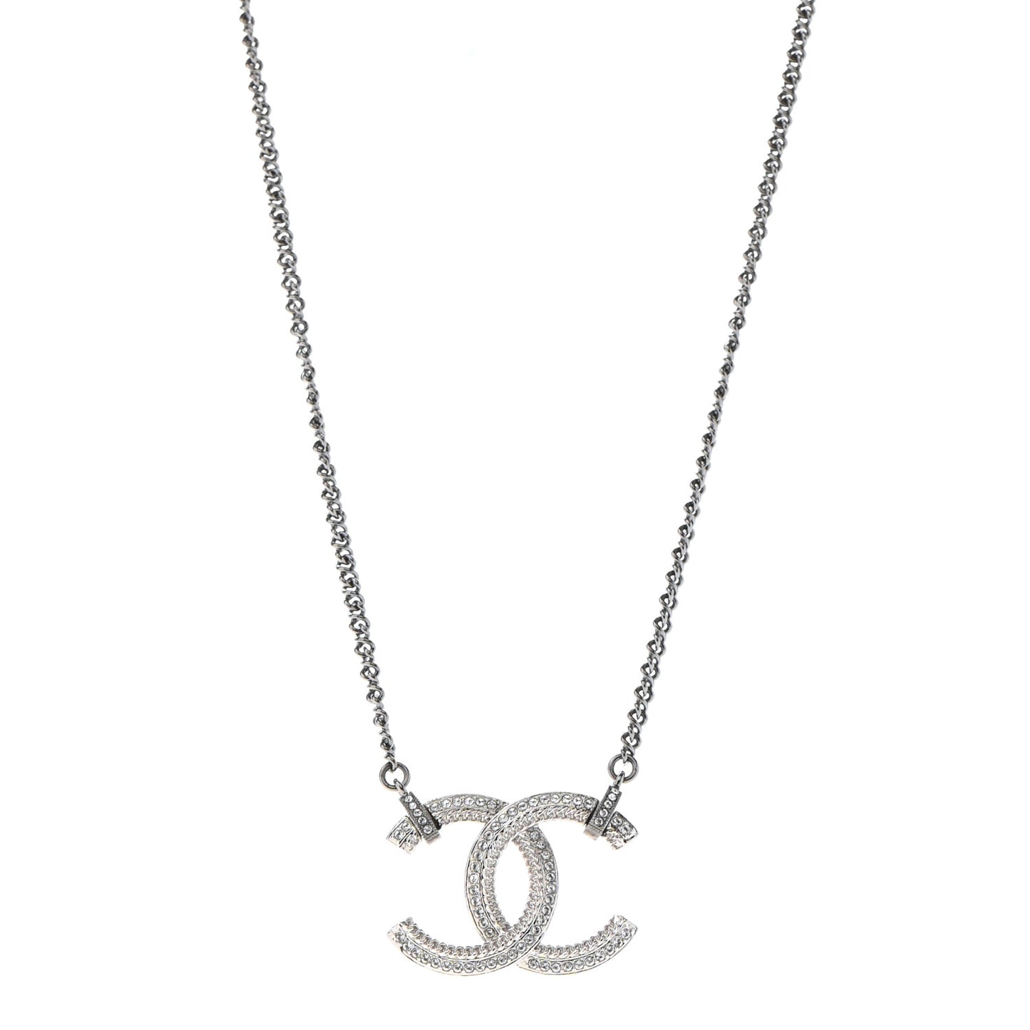Crystal CC Pendant Necklace Silver