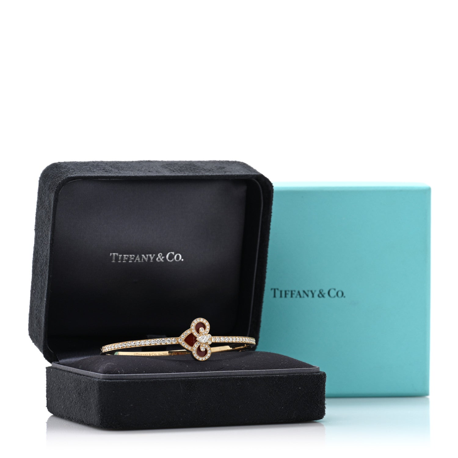 Tiffany 18K Yellow Gold Diamond Carnelian Fleur De Lis Bracelet 4 of 4