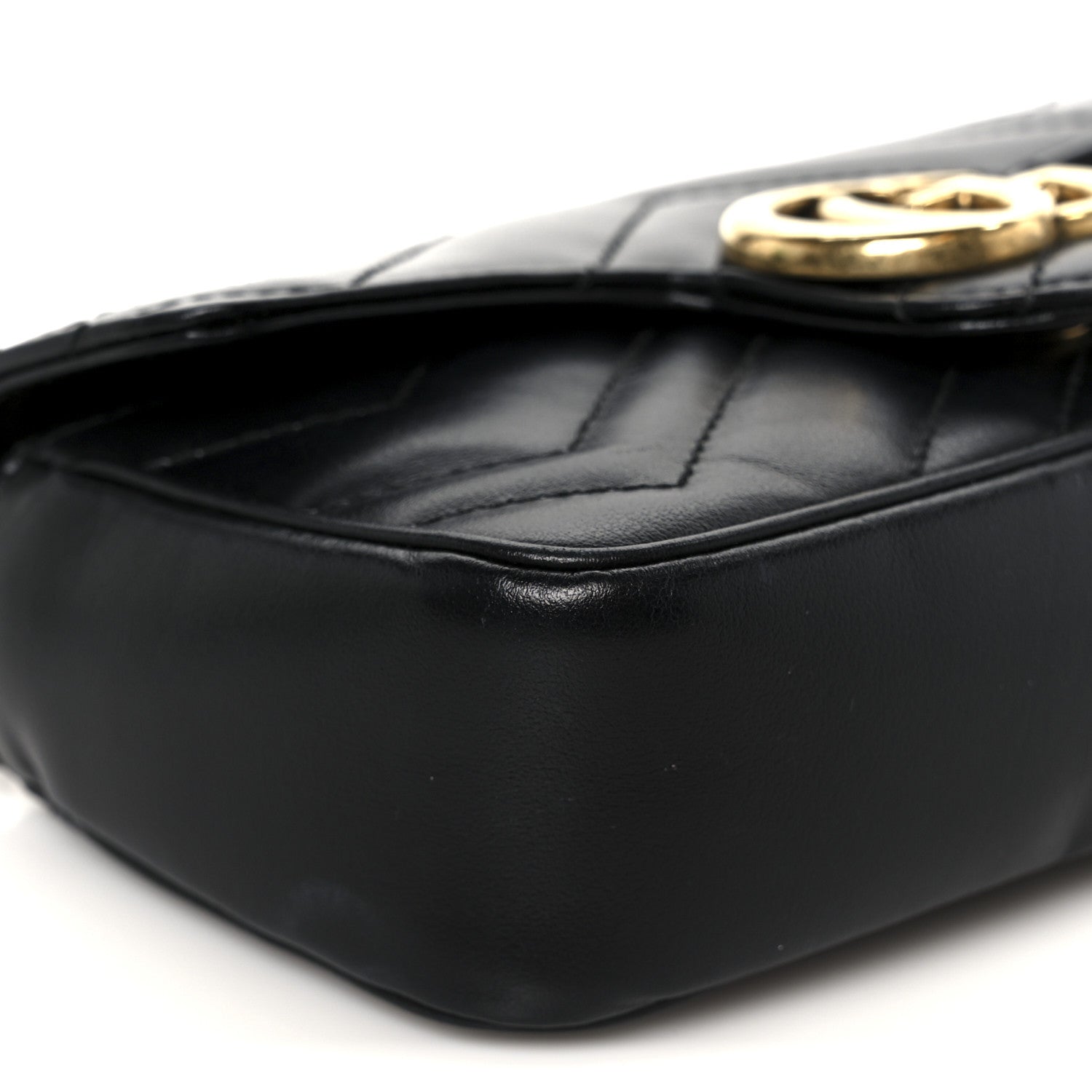 Gucci Calfskin Matelasse Super Mini GG Marmont Shoulder Bag Black 9 of 11
