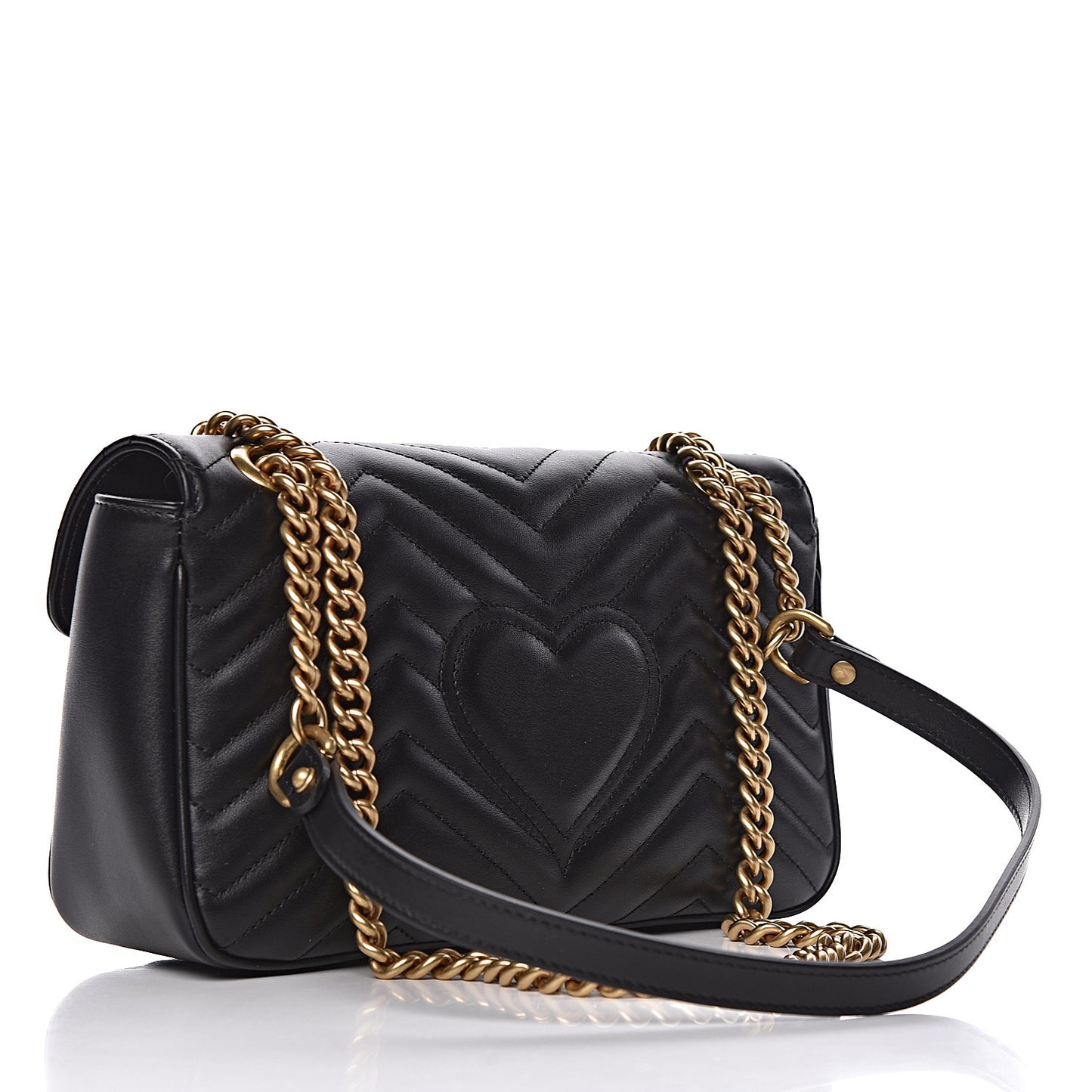 Calfskin Matelasse Small GG Marmont Shoulder Bag Black