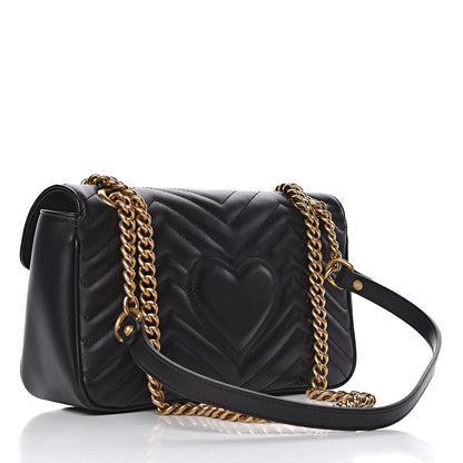 Gucci Calfskin Matelasse Small GG Marmont Shoulder Bag Black 3 of 11