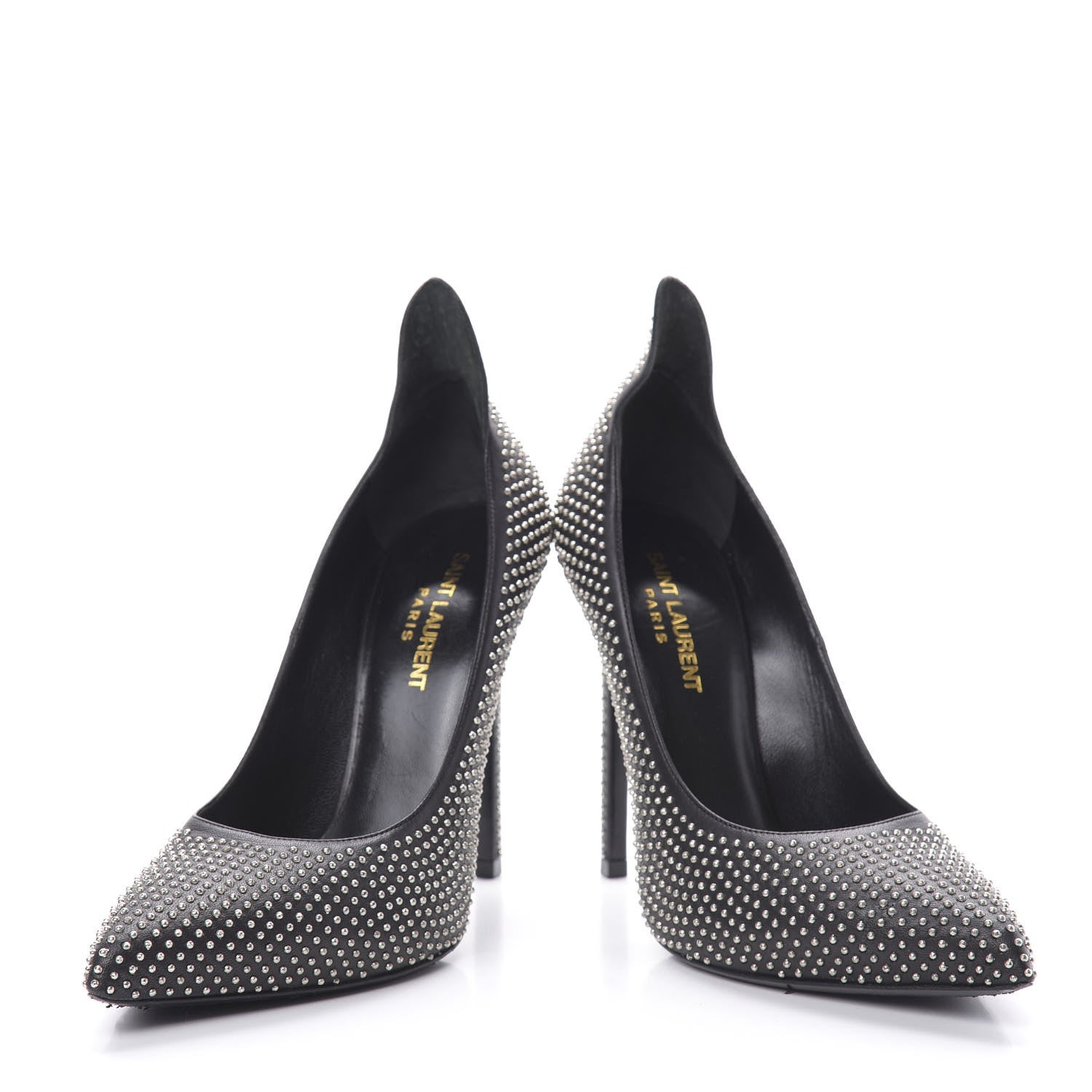 Saint Laurent Calfskin Paris Micro Studded 110 Thorn Pumps 37 Black 5 of 11