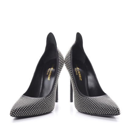 Saint Laurent Calfskin Paris Micro Studded 110 Thorn Pumps 37 Black 5 of 11