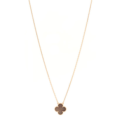 Van Cleef & Arpels 18K Rose Gold Gray Mother of Pearl Vintage Alhambra Pendant Necklace 1 of 4