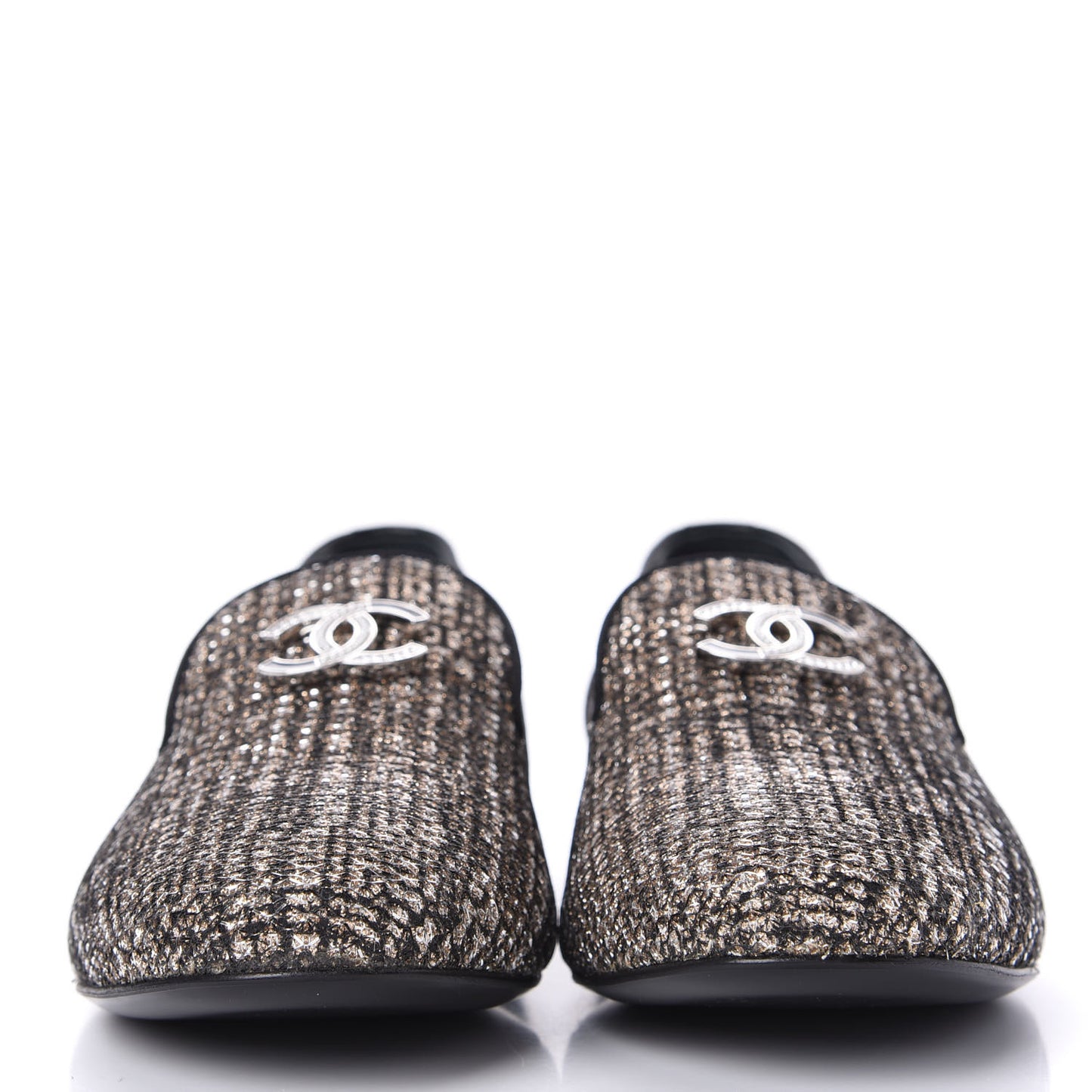 Fantasy Fabric Grosgrain CC Mocassin Loafers 37 Pink Black