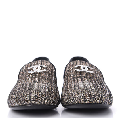 Chanel Fantasy Fabric Grosgrain CC Mocassin Loafers 37 Pink Black 2 of 12