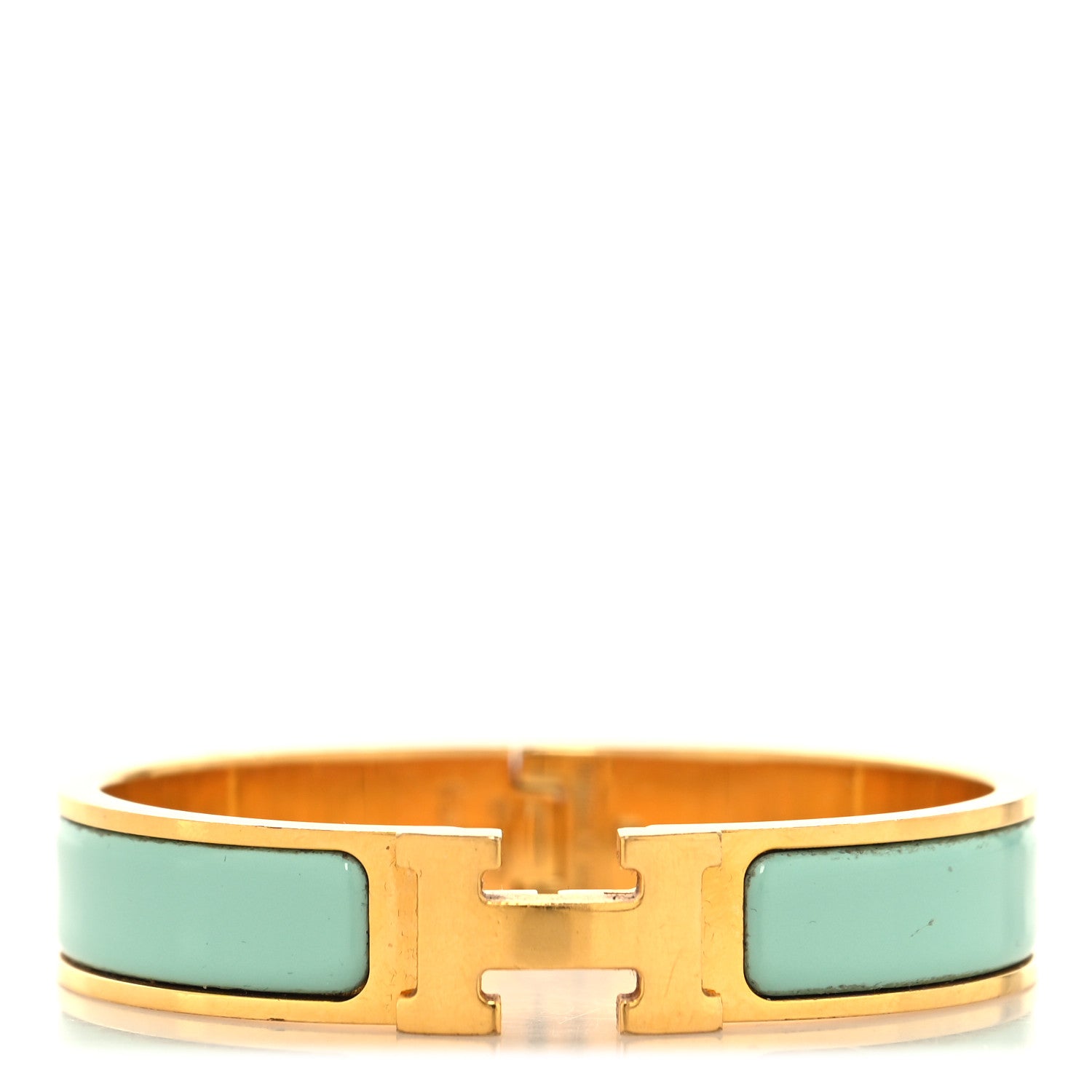 Hermes Enamel Narrow Clic Clac H Bracelet PM Aqua 1 of 12