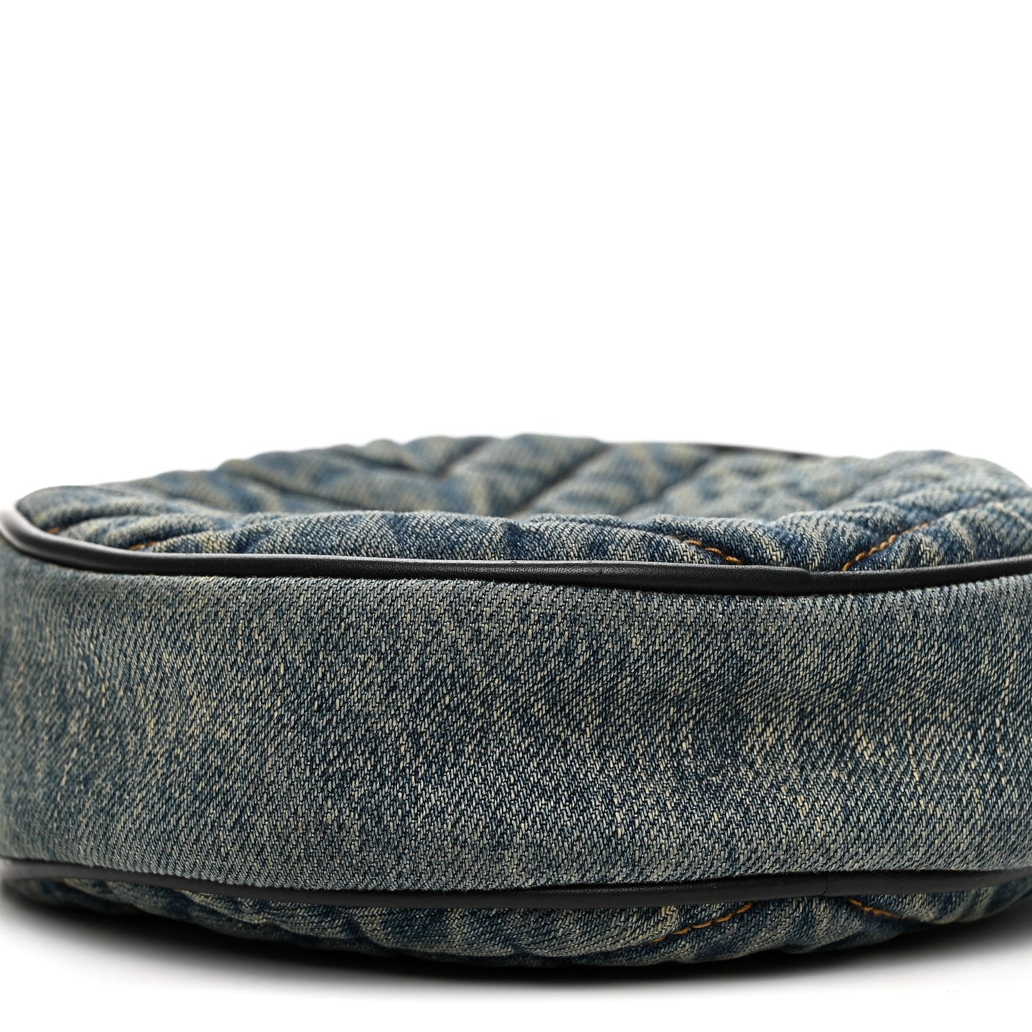 Denim Quilted Monogram Round Crossbody Bag Rodeo Blue