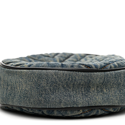 Saint Laurent Denim Quilted Monogram Round Crossbody Bag Rodeo Blue 8 of 10