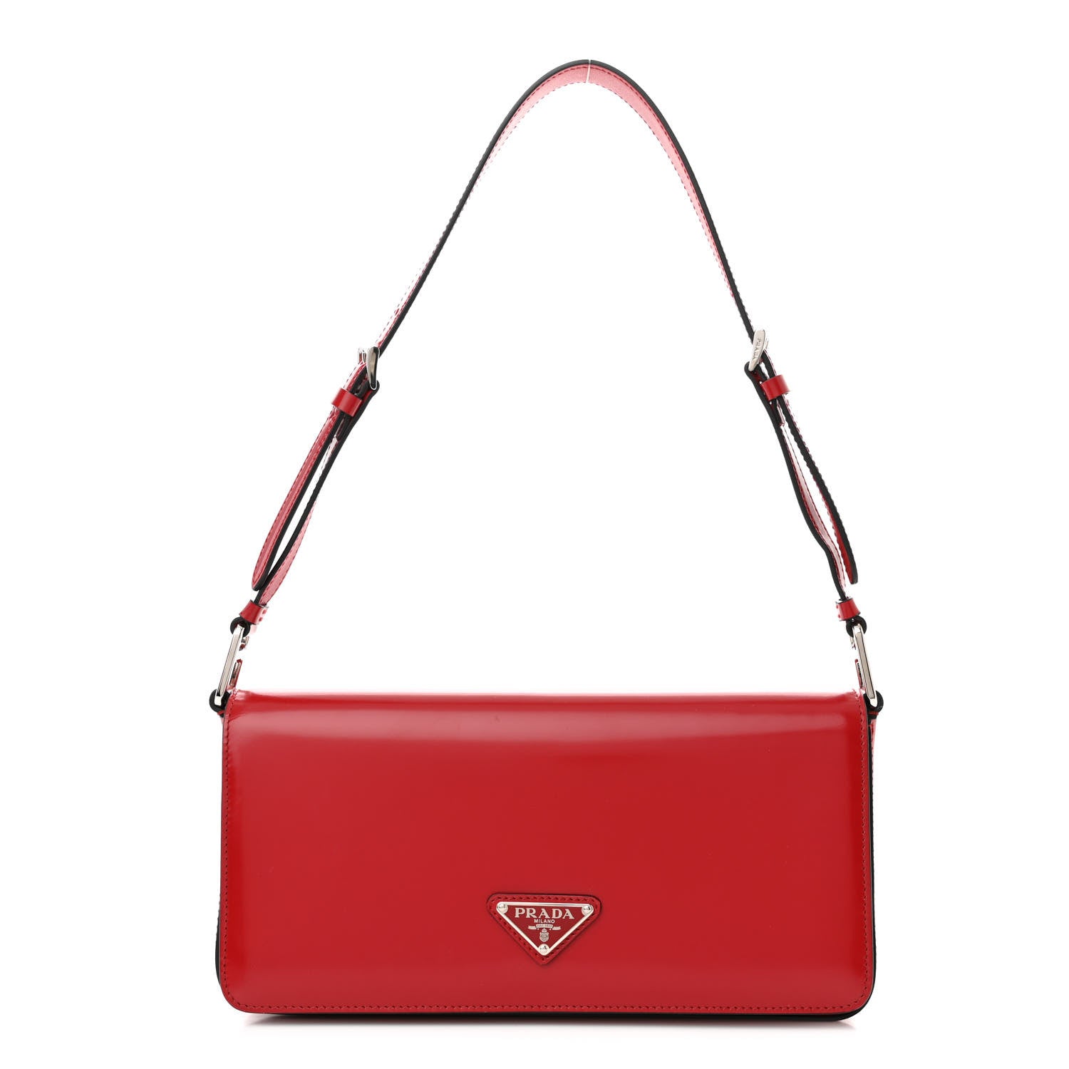 Prada Spazzolato Femme Flap Shoulder Bag Scarlatto Black 1 of 9