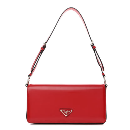 Prada Spazzolato Femme Flap Shoulder Bag Scarlatto Black 1 of 9