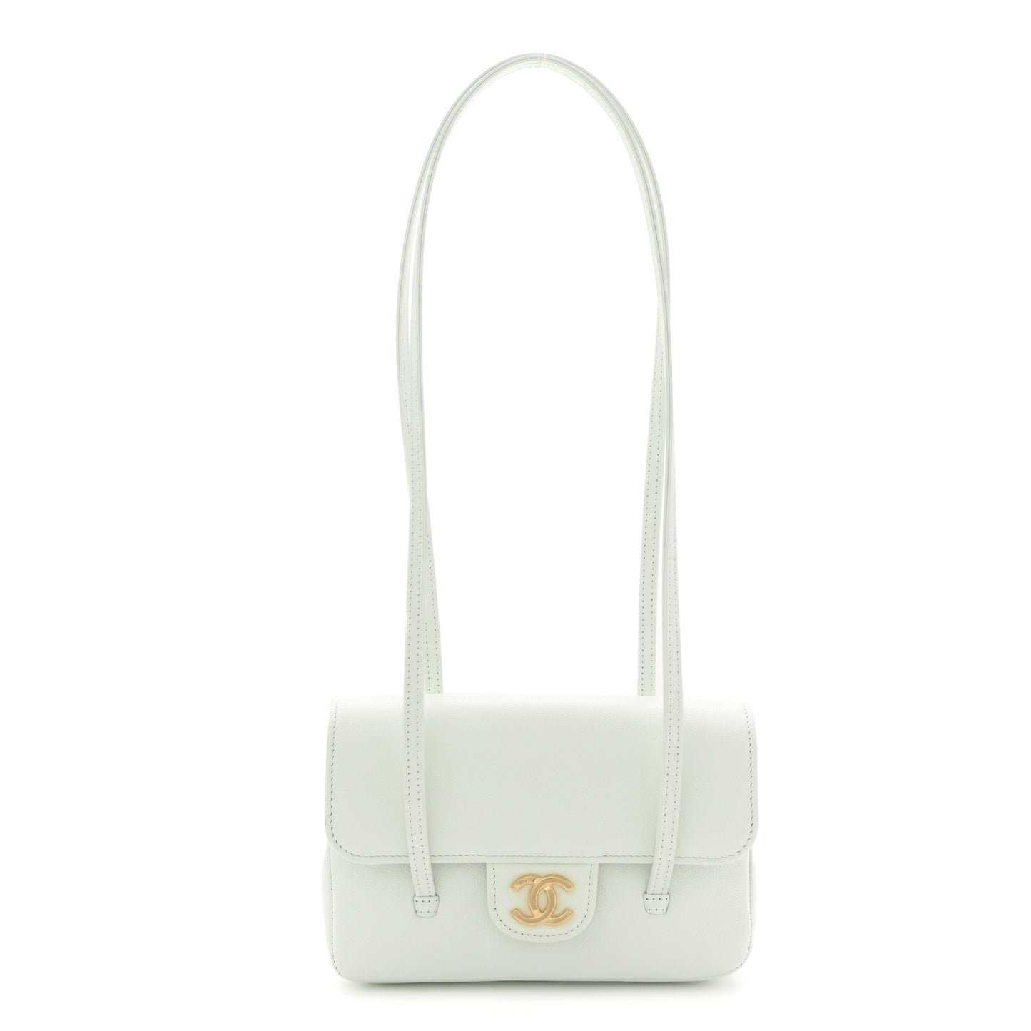 Shiny Caviar Mini Preppy Coco Shoulder Bag Light Blue