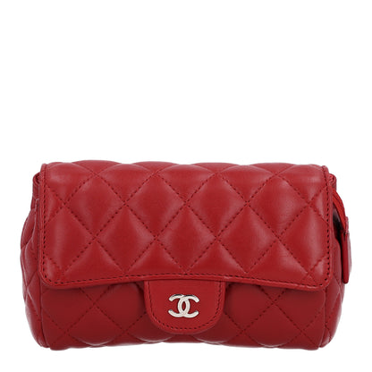 Chanel Lambskin Quilted Flap Cosmetic Case Red 1 of 11