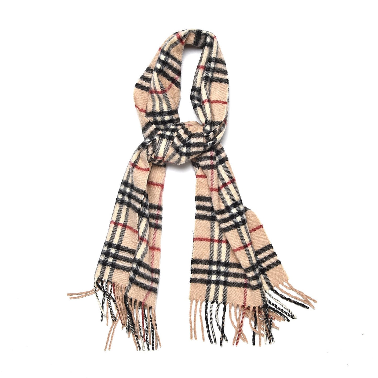Cashmere House Check Fringe Scarf Camel