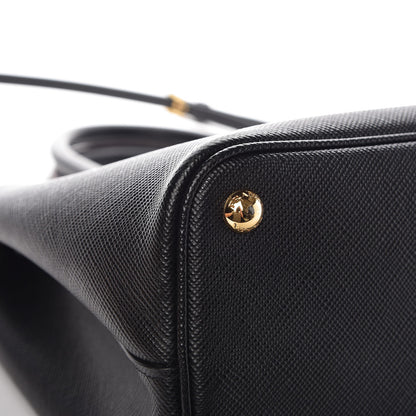 Prada Saffiano Cuir Medium Double Bag Black Fuoco 8 of 8