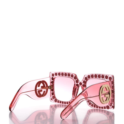 Gucci Acetate Crystal Oversize Sunglasses GG0145S Pink 4 of 7