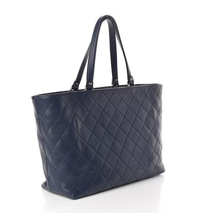 Chanel Calfskin Caviar Quilted Large Shopping Tote Blue 3 of 10