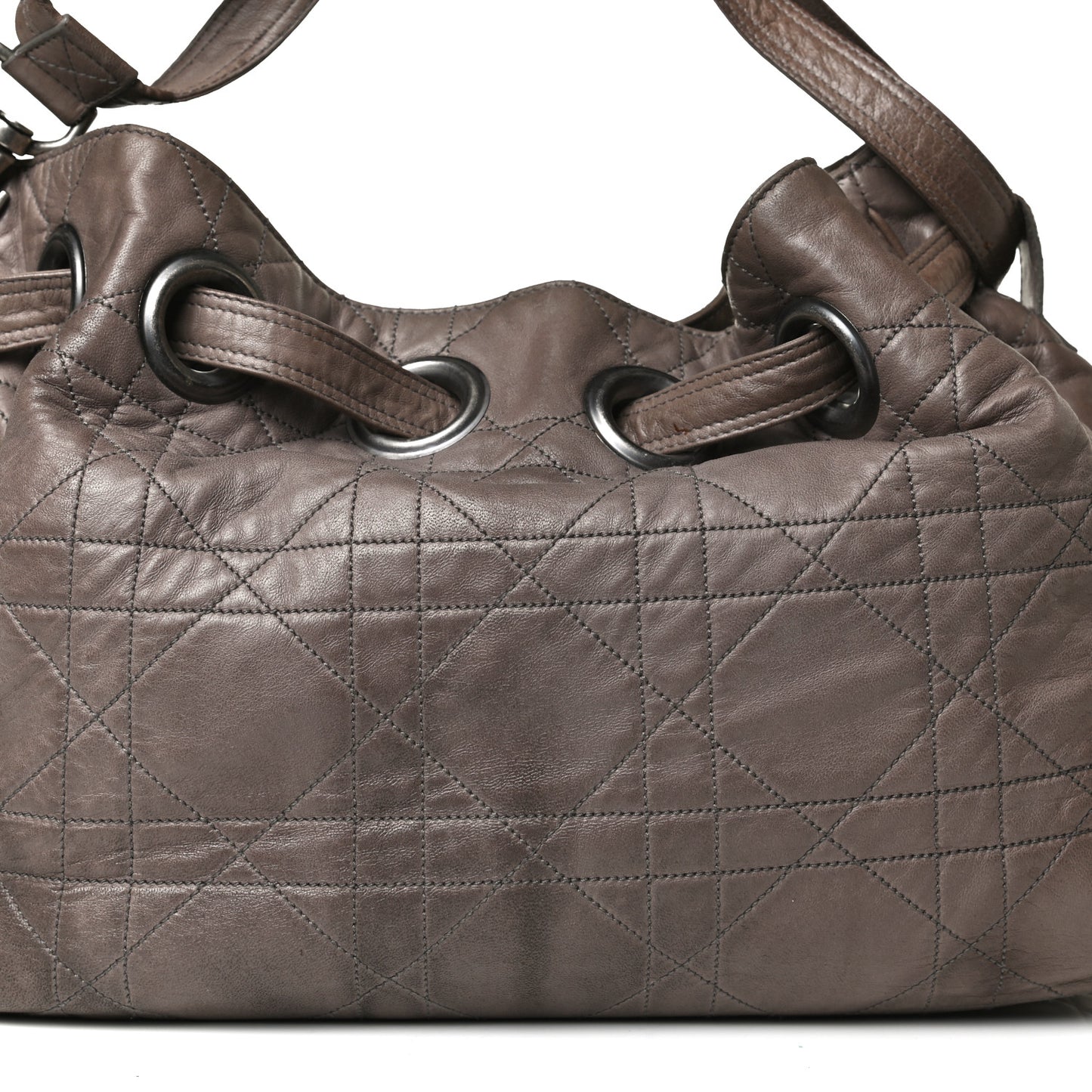 Lambskin Cannage Drawstring Bag Bronze