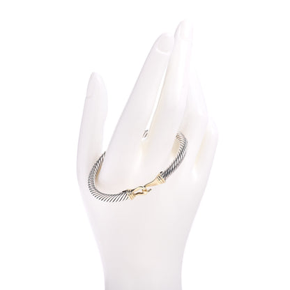 David Yurman Sterling Silver 14K Yellow Gold 5mm Cable Classic Buckle Bracelet 2 of 4