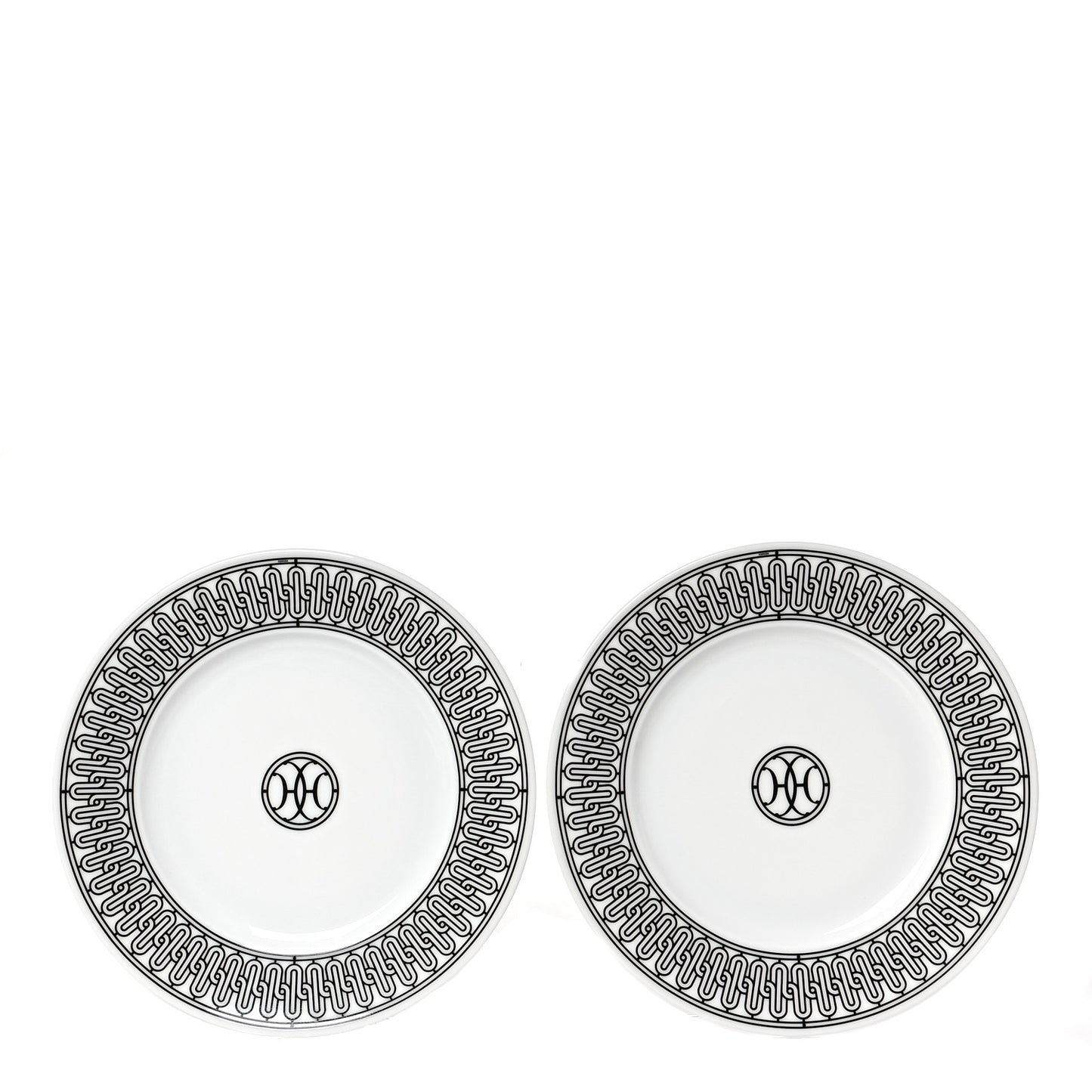 Porcelain H Deco Dessert Plates Set of 2 Black White