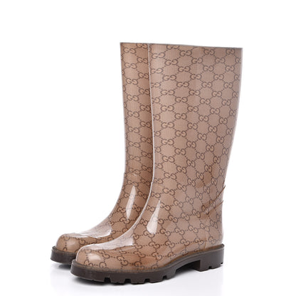 Gucci Rubber Monogram Edinburg Rain Boots 37 Transparent Cocoa 3 of 7