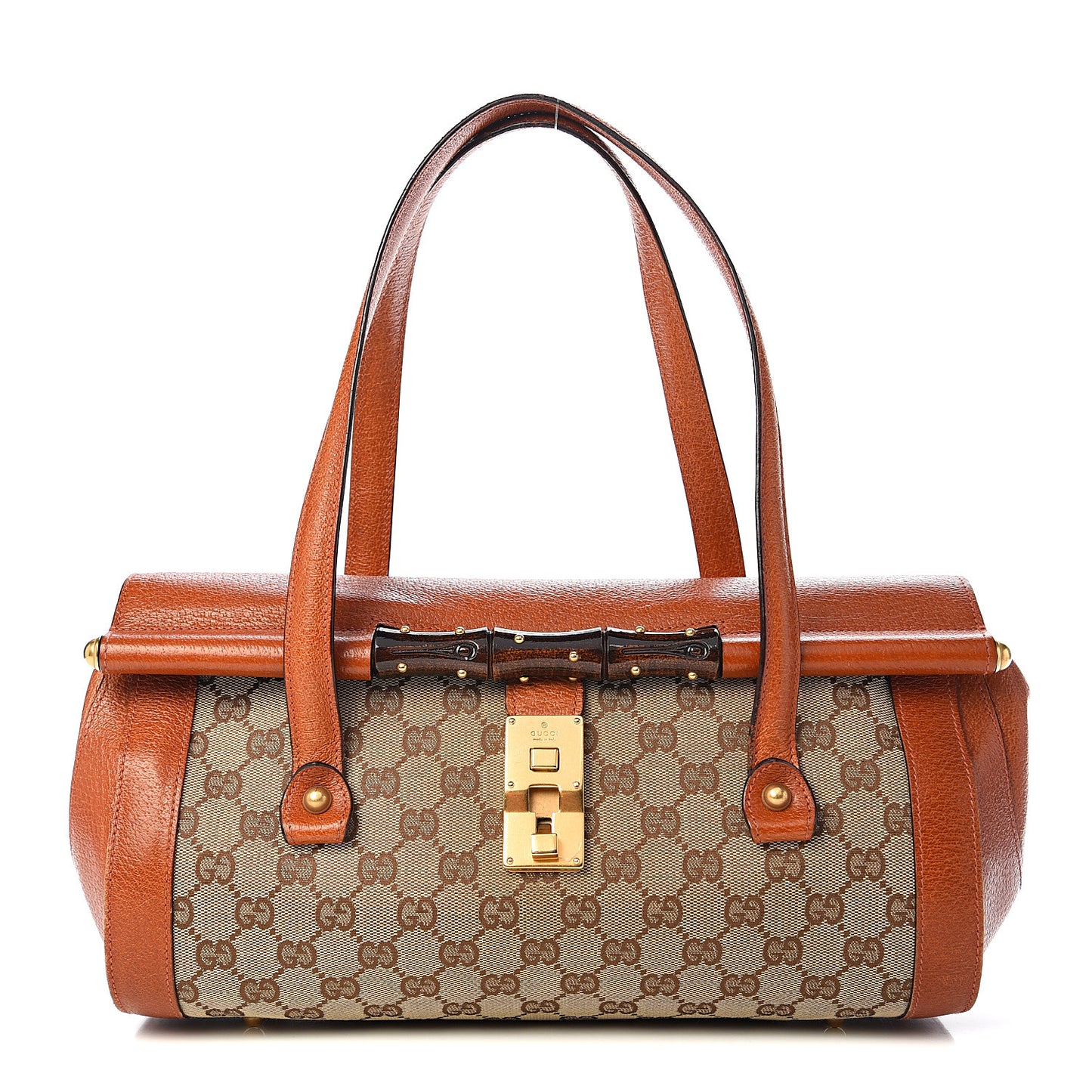 Monogram Bamboo Bullet Satchel Brown