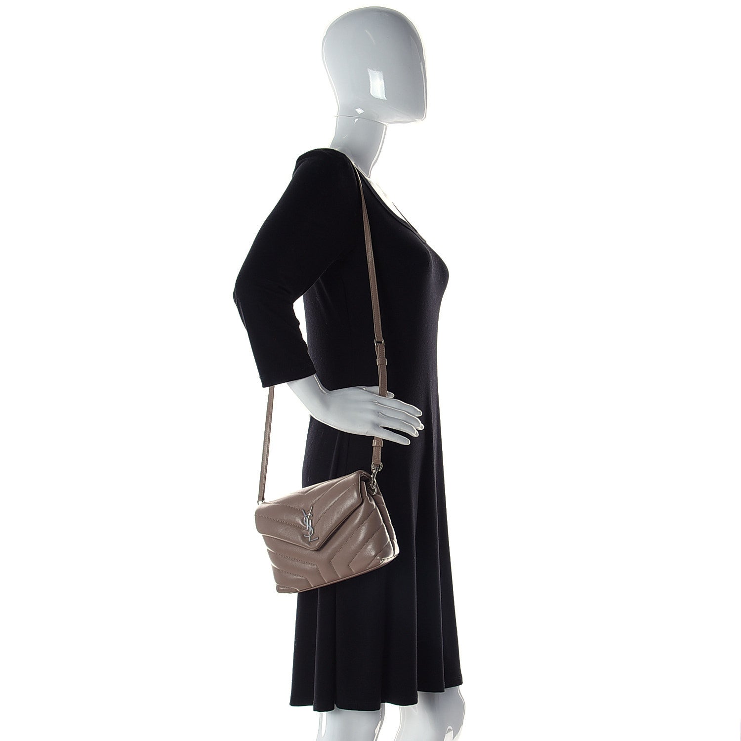Saint Laurent Calfskin Y Quilted Monogram Toy Loulou Crossbody Bag Latte 2 of 11