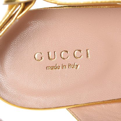 Gucci Metallic Lambskin Willow Pearl Sandals 38 Gold 7 of 7