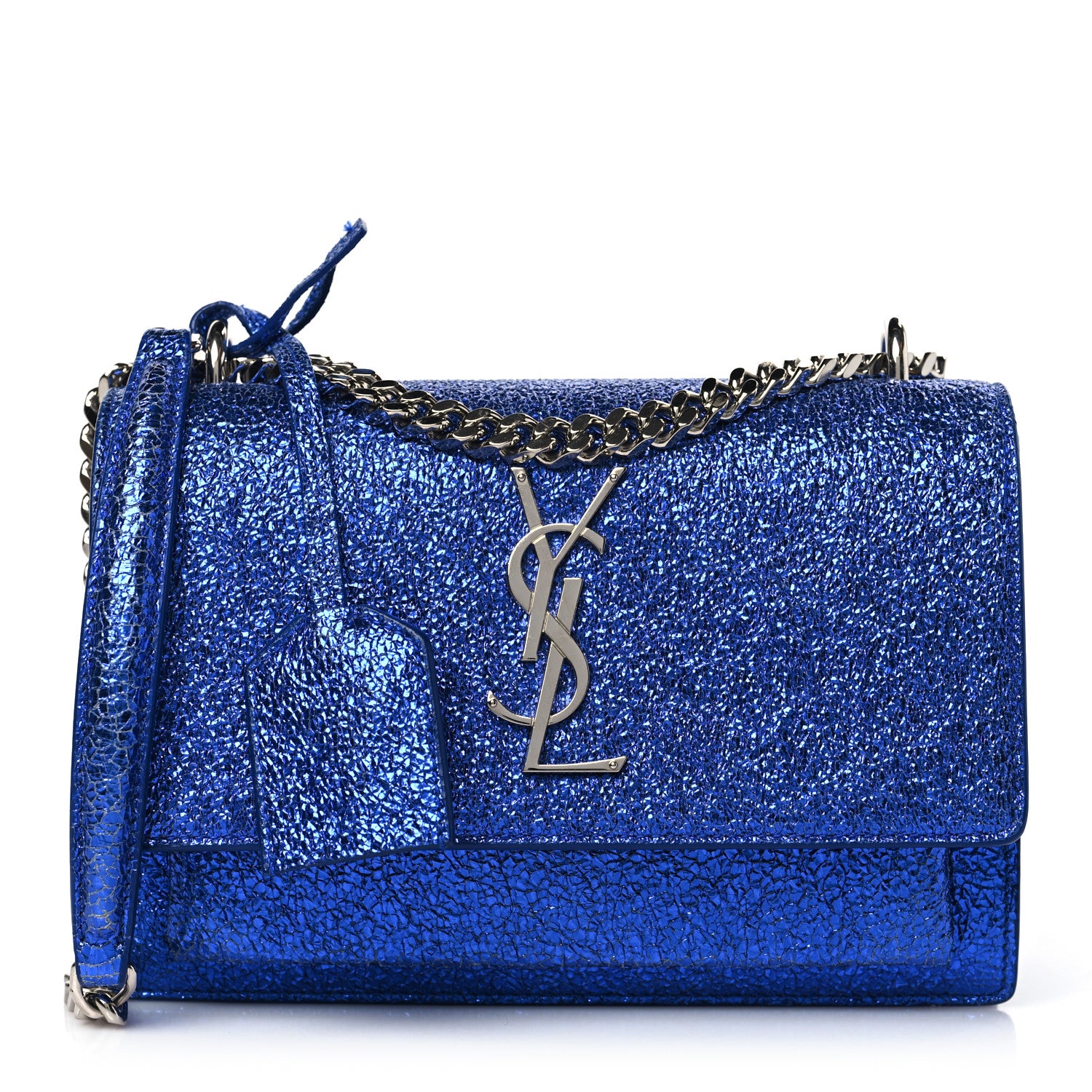 Saint Laurent Metallic Crackled Calfskin Small Monogram Sunset Blue 1 of 8