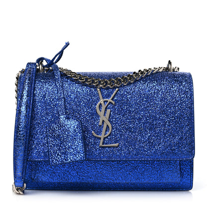 Saint Laurent Metallic Crackled Calfskin Small Monogram Sunset Blue 1 of 8