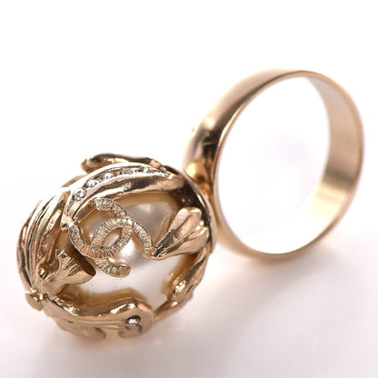 Chanel Metal Crystal CC Ring 6 Gold 6 of 7