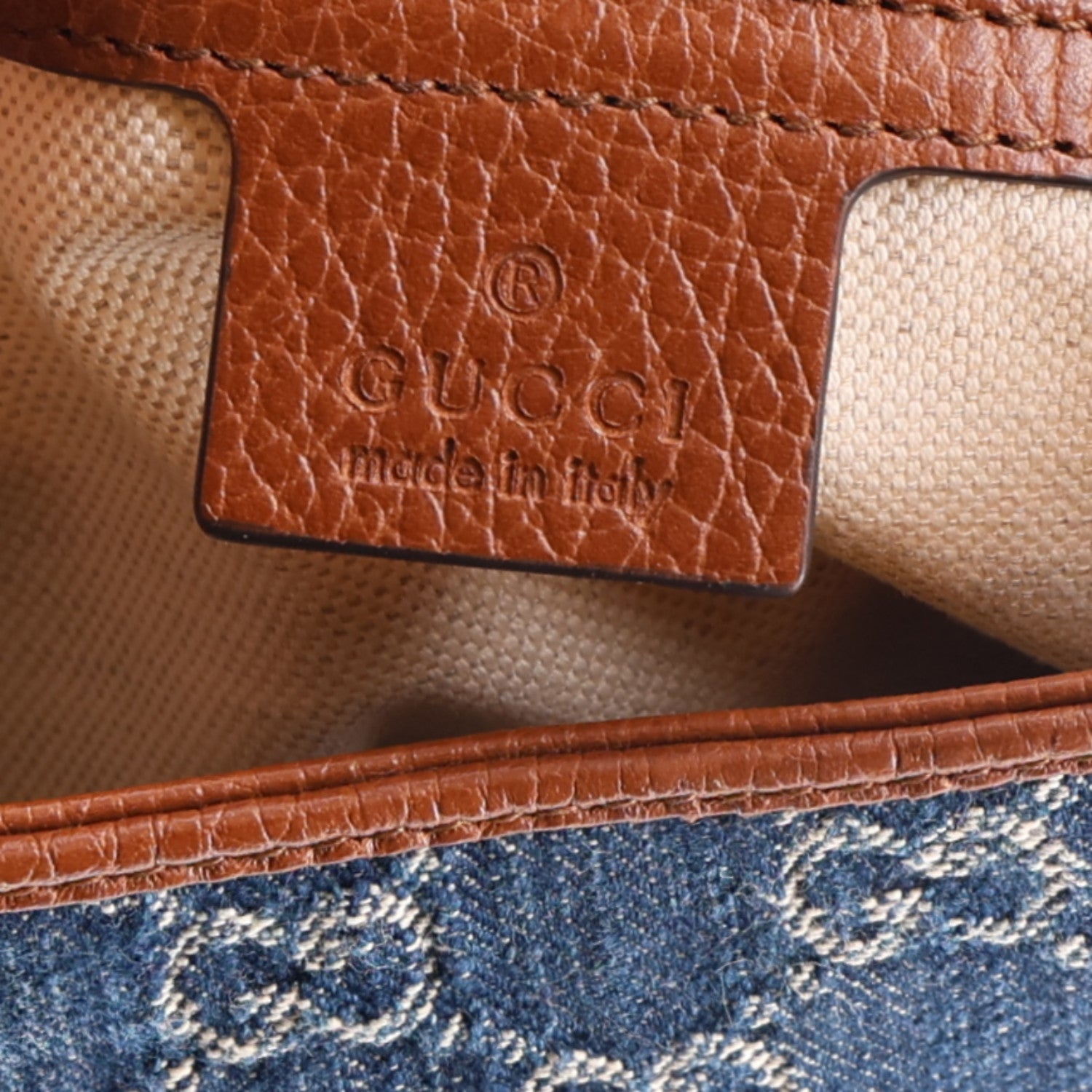 Gucci New Denim GG Monogram Calfskin Small Jackie 1961 Hobo Blue Tea Cuir 6 of 10