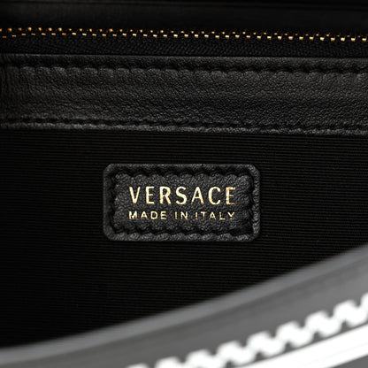 Versace Calfskin 90s Vintage Logo Wallet Black White 6 of 7