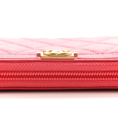 Chanel Caviar Quilted Large Boy Zip Around Wallet Coral 11 of 11