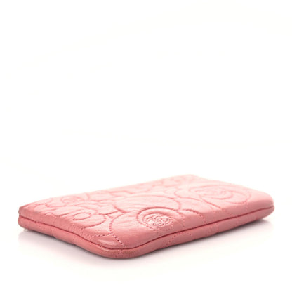 Chanel Lambskin Camellia Embossed Cosmetic Pouch Pink 4 of 15