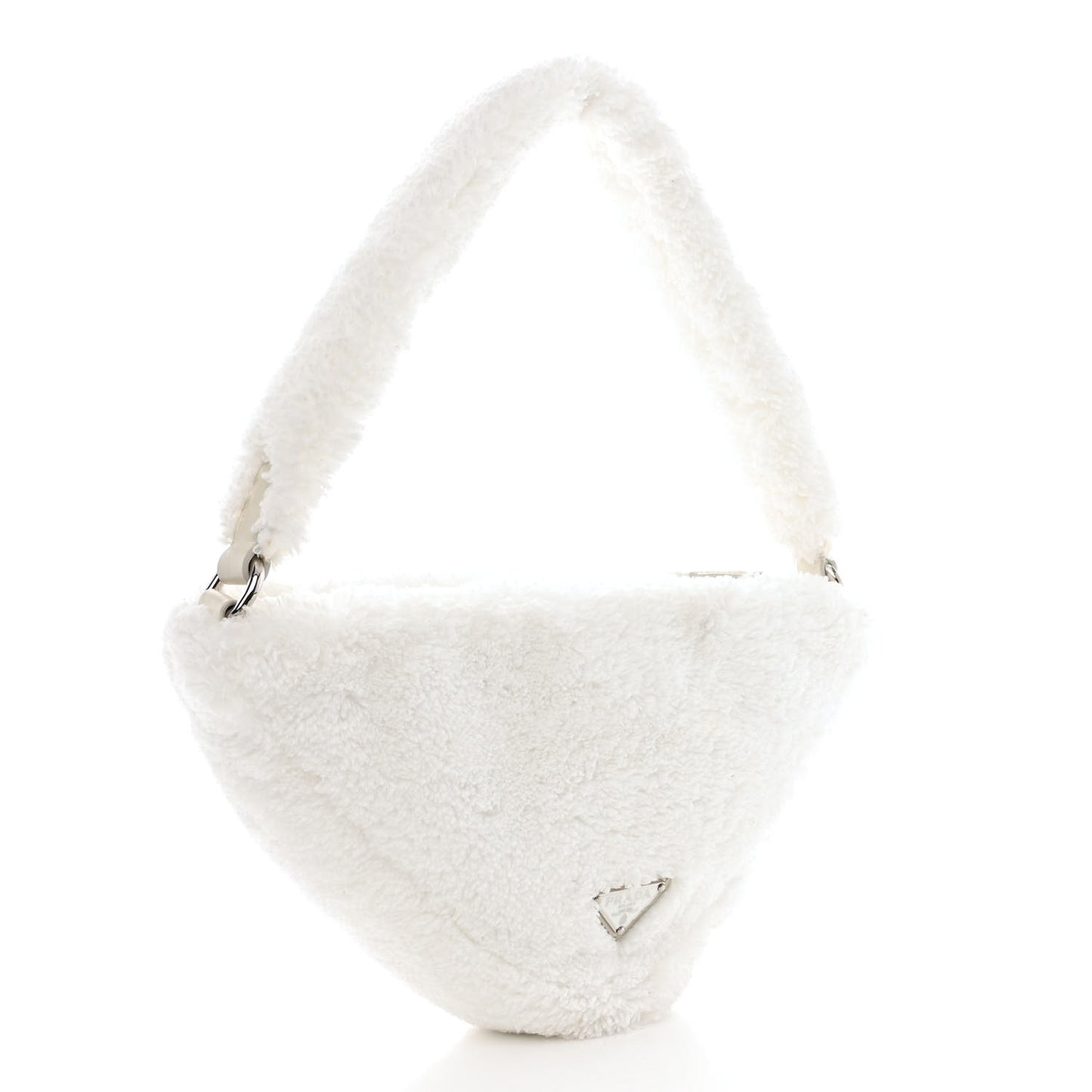Terry Cloth Triangle Pouch White Black