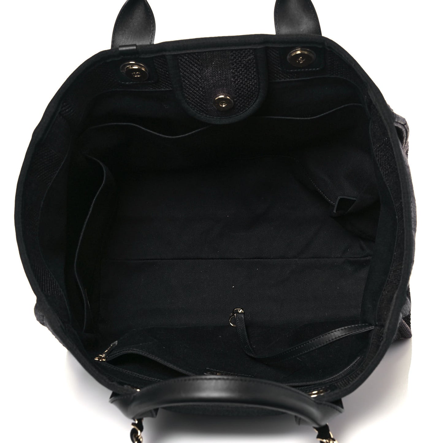 Mixed Fibers Calfskin Striped Medium Deauville Tote Black