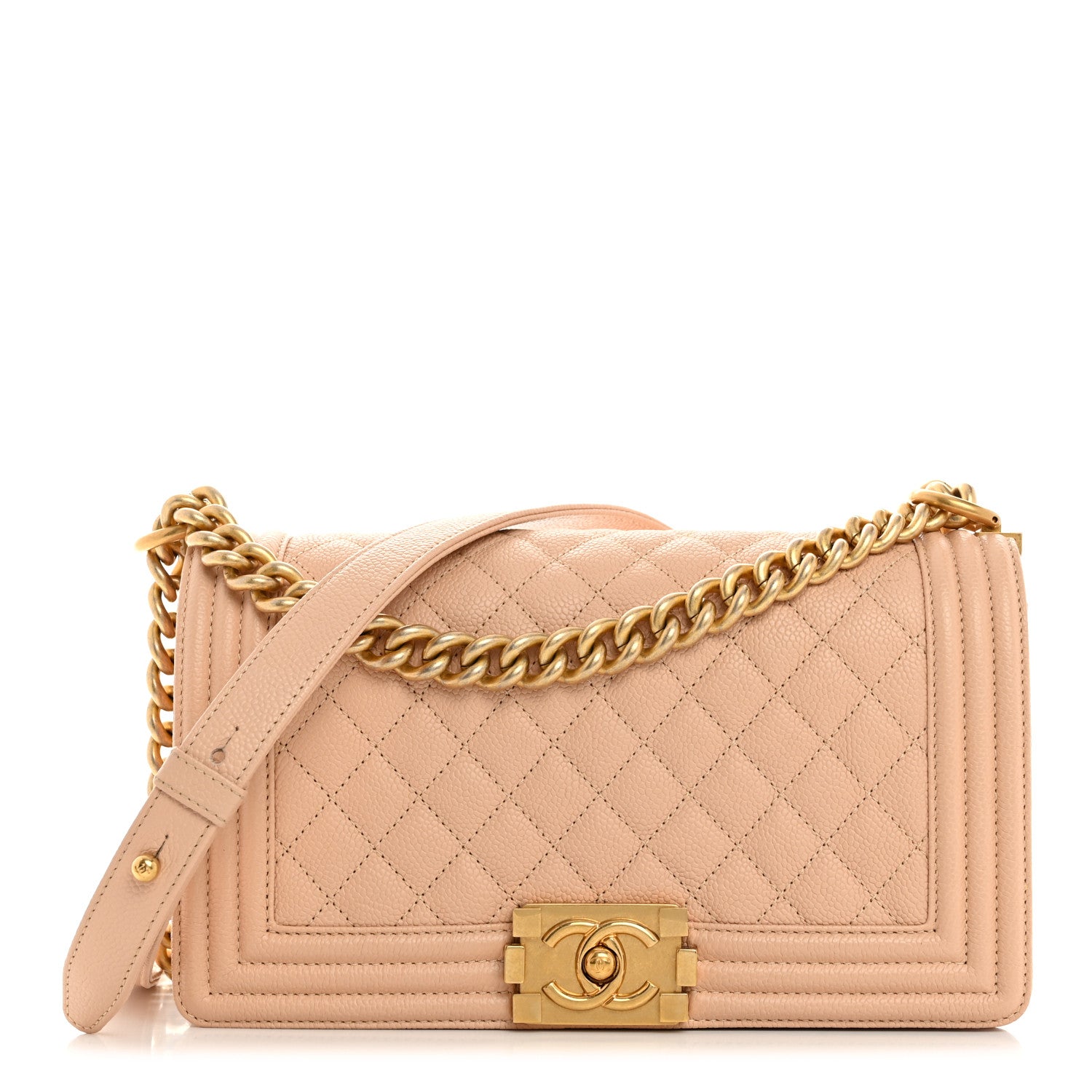 Chanel Caviar Quilted Medium Boy Flap Beige 1 of 10