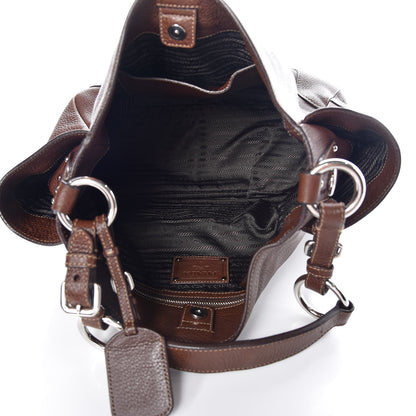 Prada Vitello Daino Side Pocket Hobo Bruciato 7 of 9
