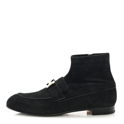 Hermes Stretch Velvet Goatskin Saint Honore Ankle Boots 39 Black 1 of 7